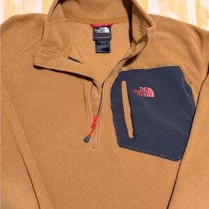 The North Face Polartec Classic 1/4 Zip Fleece Jacket Tan Pullover Men's M